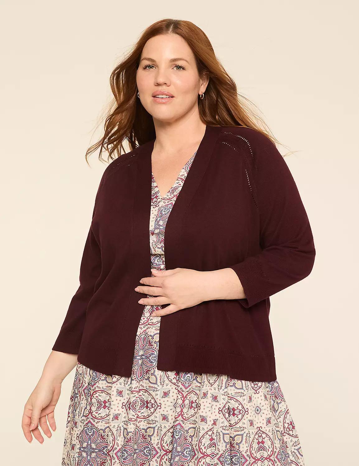 3/4-Sleeve Open-Front Shrug Product Image