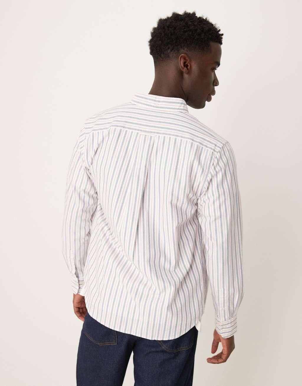 GANT regular fit oxford striped logo shirt in white Product Image