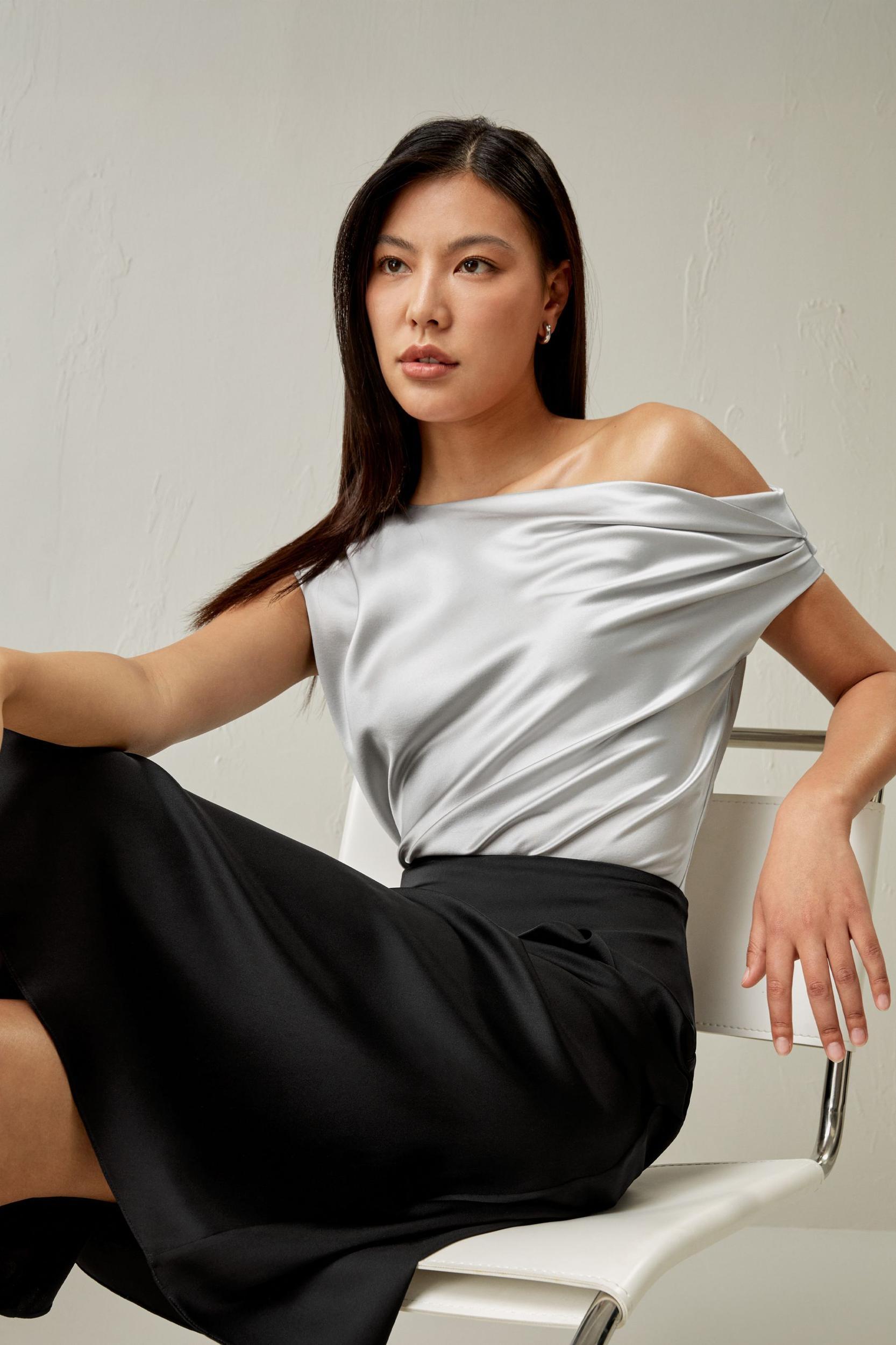Boat Neck Silk Top Product Image