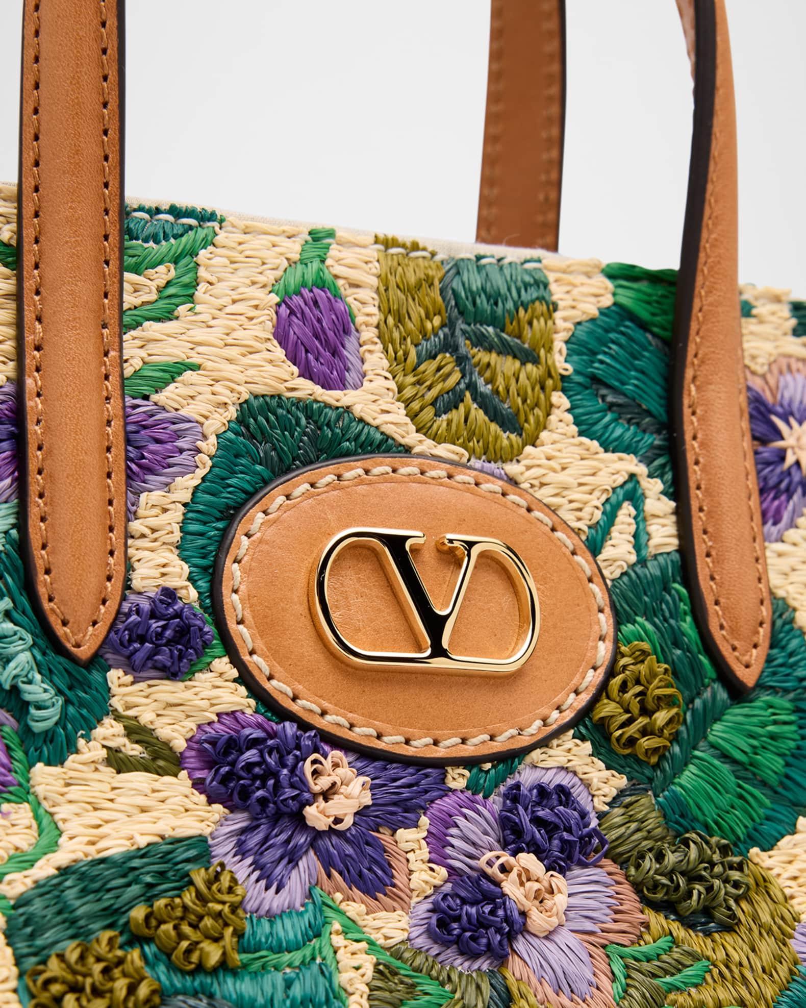 Antibes Small Violet Flower Raffia Tote Bag Product Image