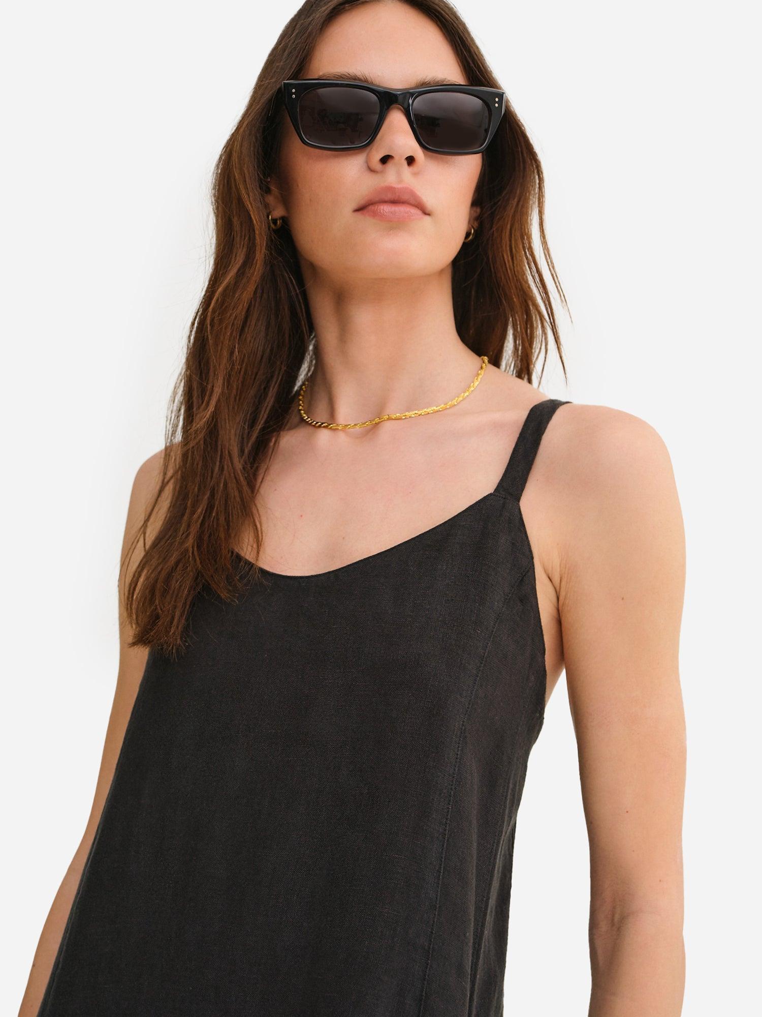 Organic Linen Tie Back Maxi Dress Female Product Image