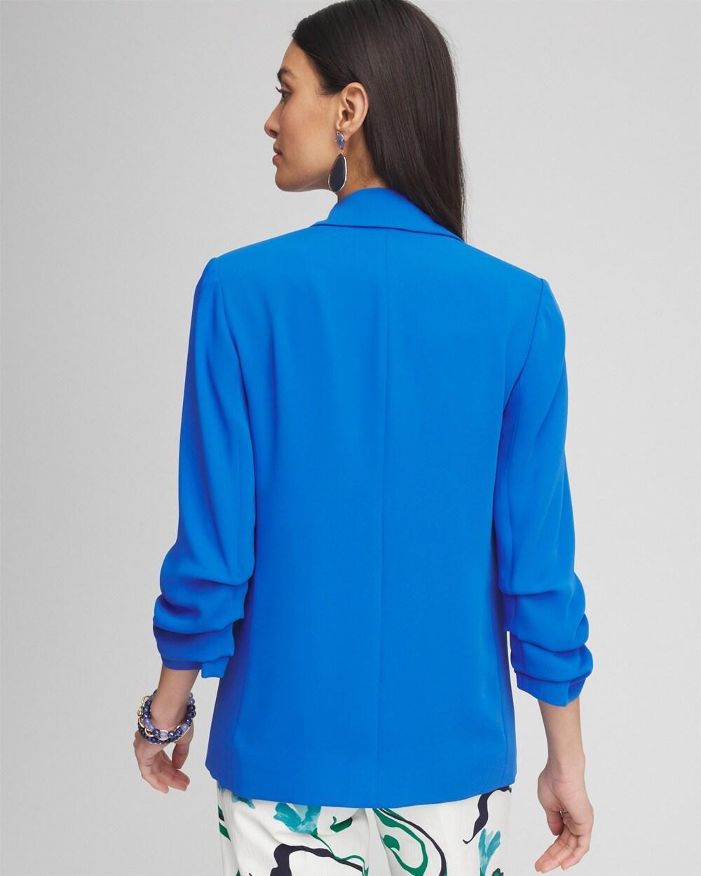 Notched-Lapel Ruched Sleeve Blazer Product Image