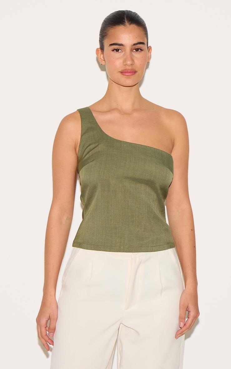  Olive Woven Asymmetric Top Product Image