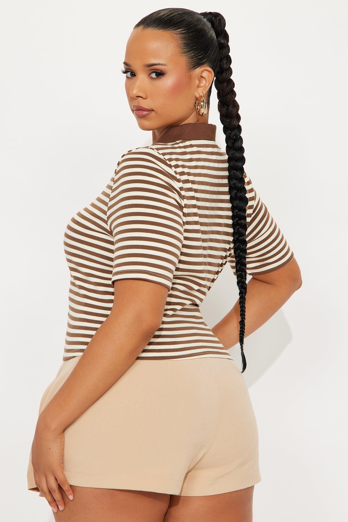 Nellie Stripped Shirt - Taupe/combo Product Image