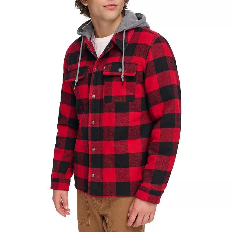 Men's Levi's® Shirt Jacket with Fleece Hood, Size: Small, Red Blue Plaid Product Image