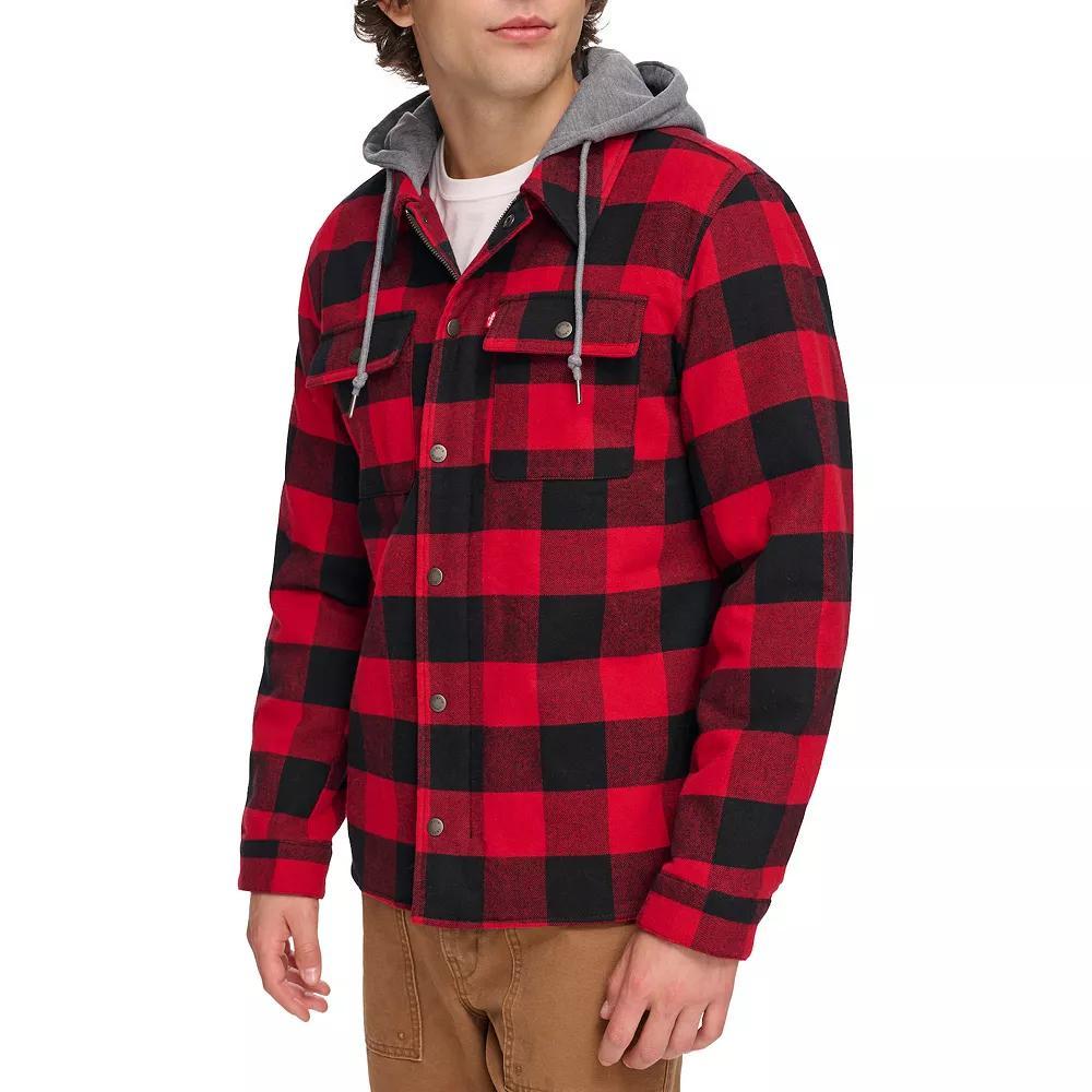 Men's Levi's® Shirt Jacket with Fleece Hood, Size: Small, Red Blue Plaid Product Image