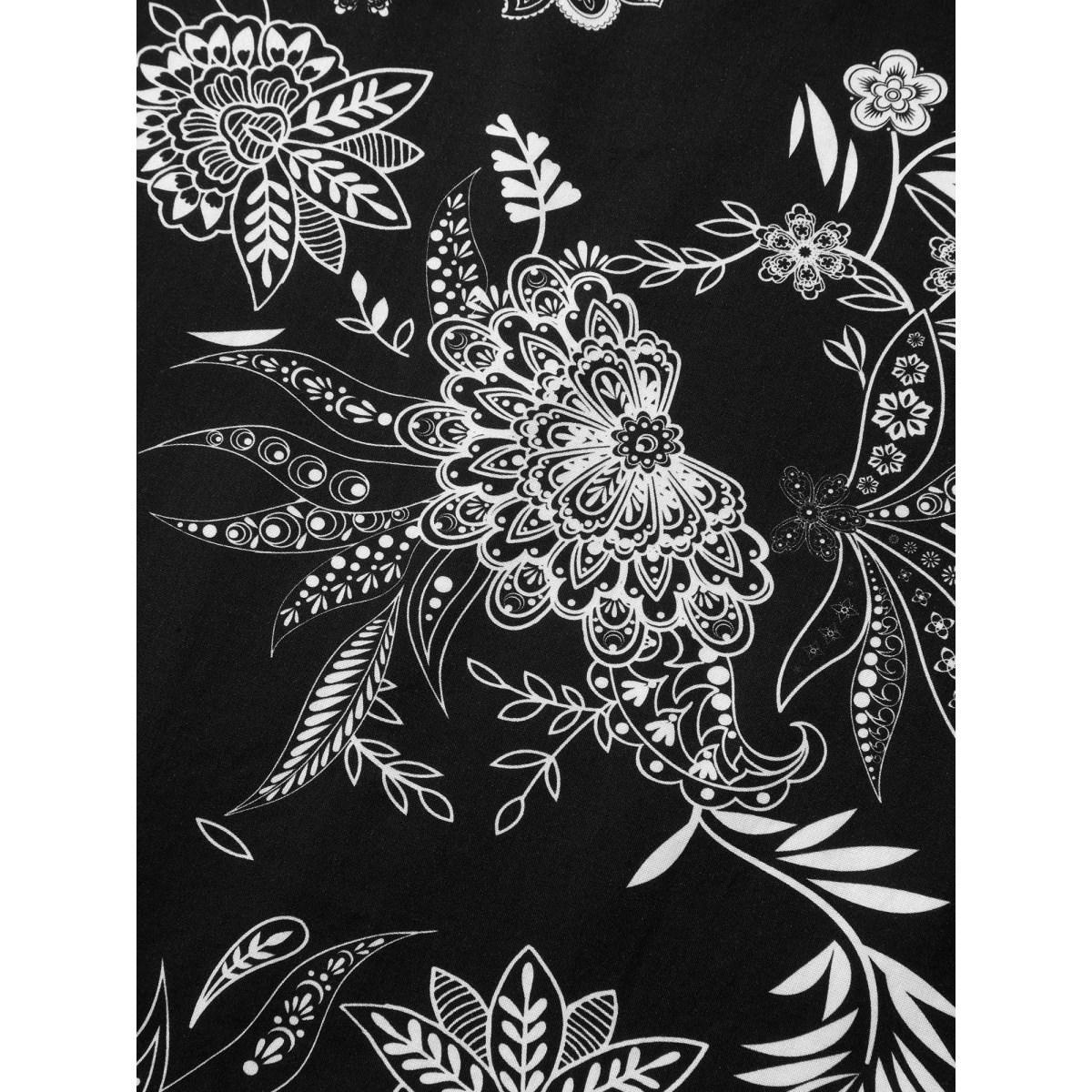 Plus Size Boho Floral V-Neck Tank Top Women Black Contrast V-neck Vacation Tank Tops Camis BloomChic 30/6X Product Image