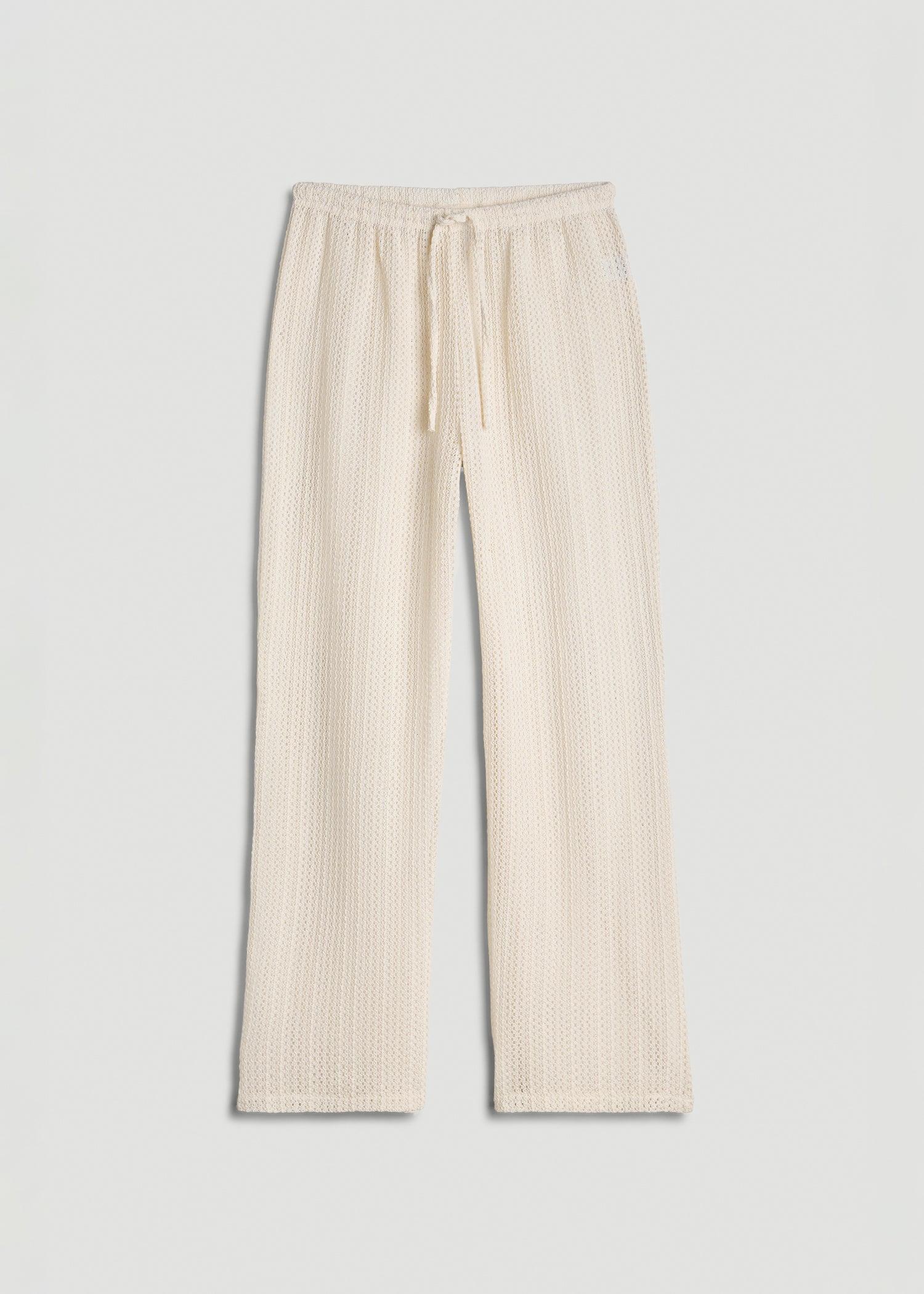Openwork Knit Pants for Tall Women in Natural Product Image
