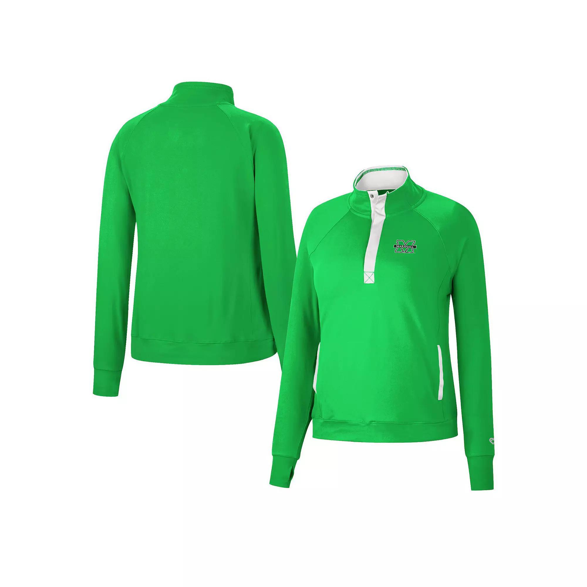 Women's Colosseum Kelly Green Marshall Thundering Herd Kipling Raglan Quarter-Snap Top, Size: Small Product Image
