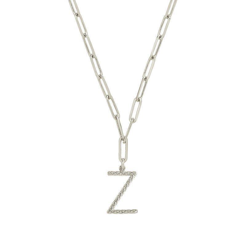 MC Collective Braided Initial Pendant Necklace, Women's, Size: 16", Silver Tone H Product Image