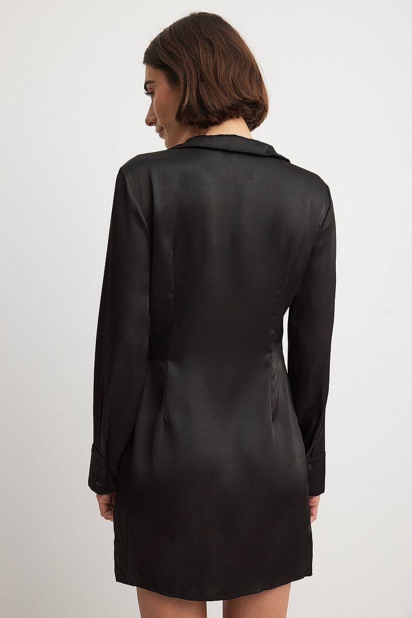 Wrap Satin Mini Shirt Dress Product Image