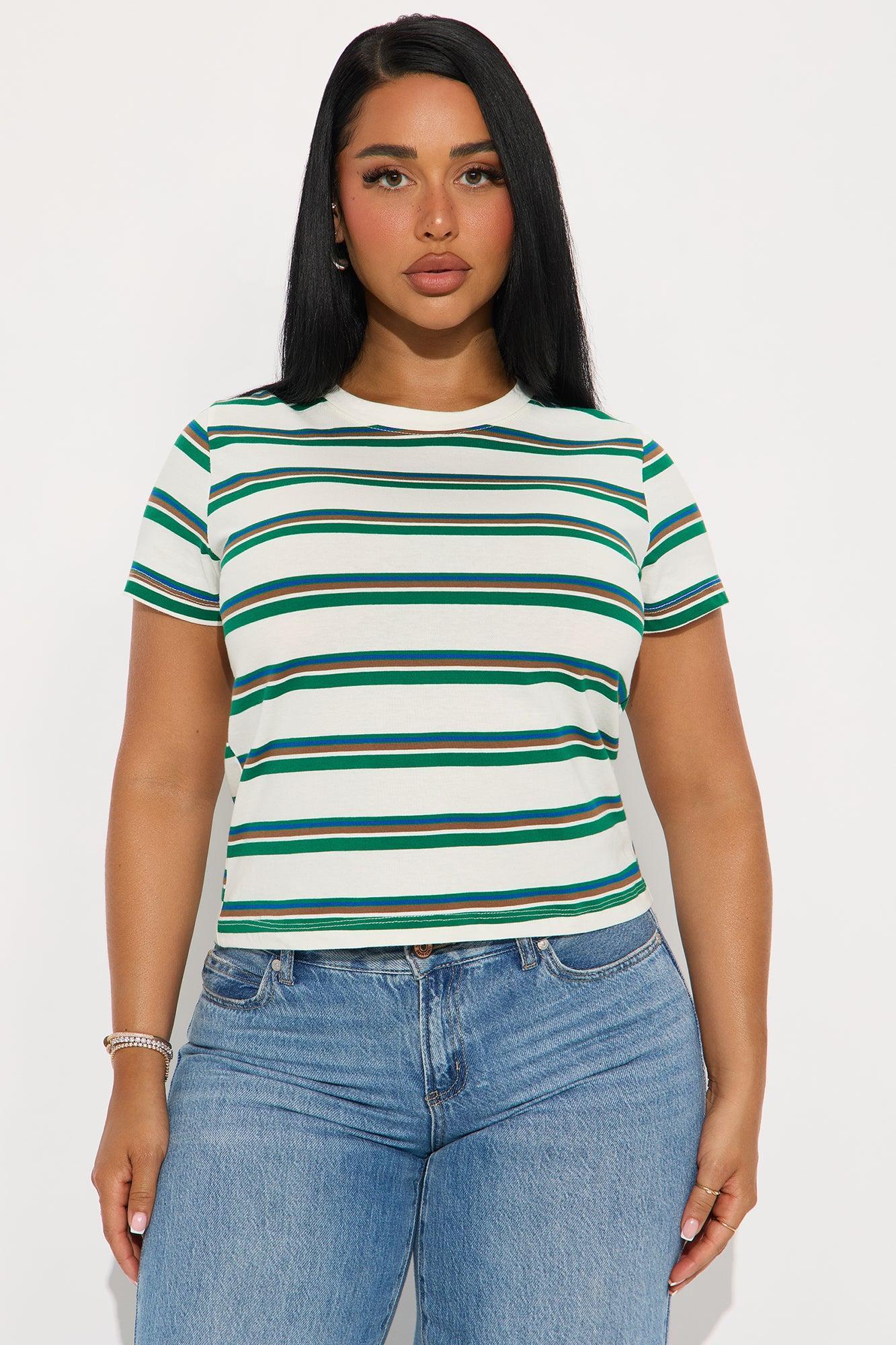Weekend Fun Striped Top - Ivory/combo Product Image