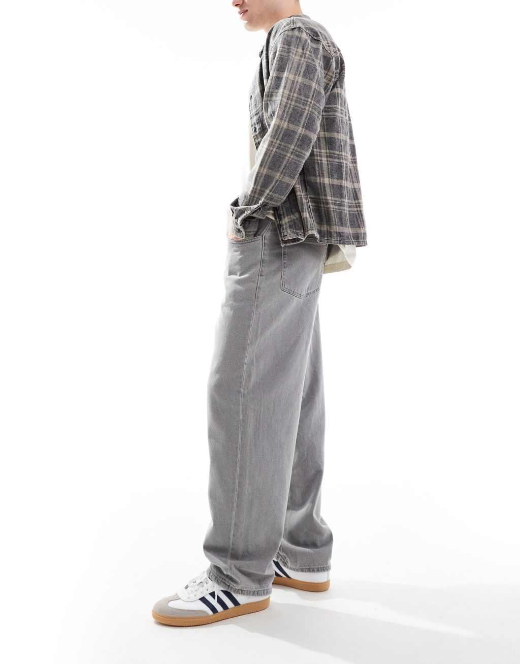 ONLY & SONS Fade rigid loose fit jeans in gray Product Image