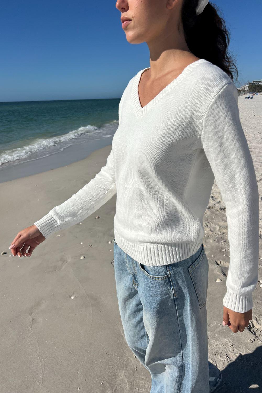 Ida V-Neck Cotton Sweater Product Image