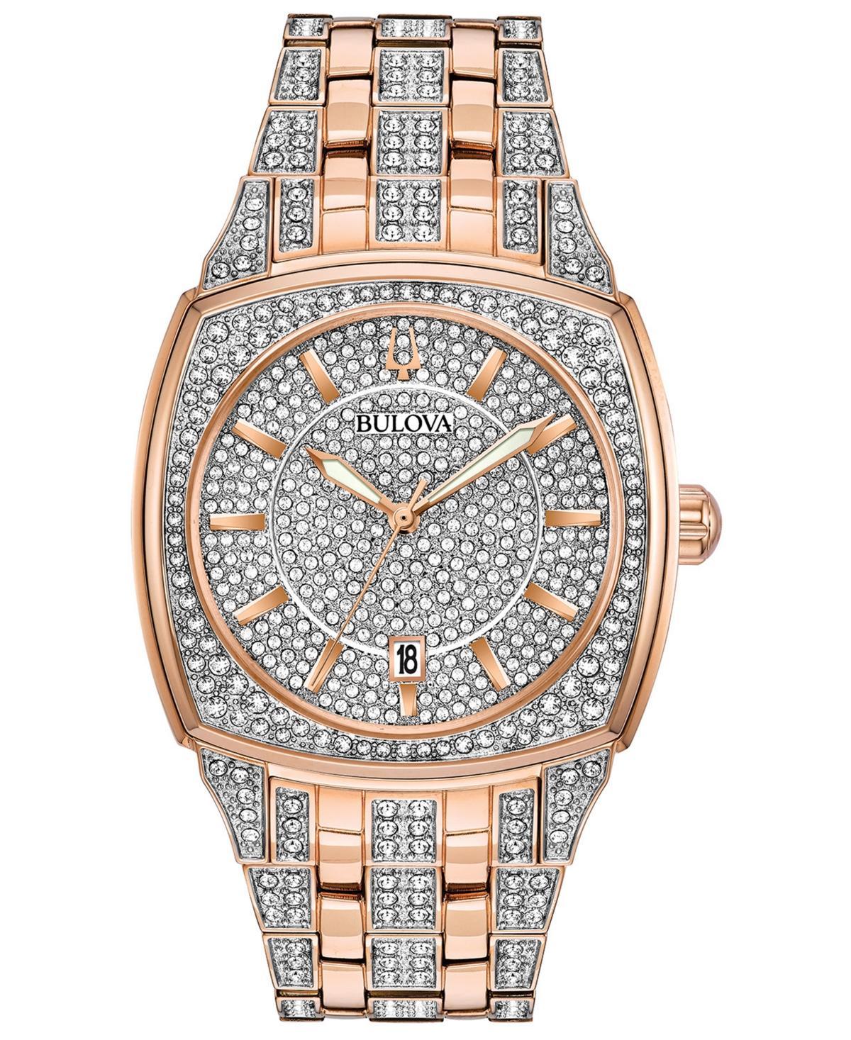 Bulova Men's Crystal Watch, Pave Dial - 96B296, Silver Tone Product Image
