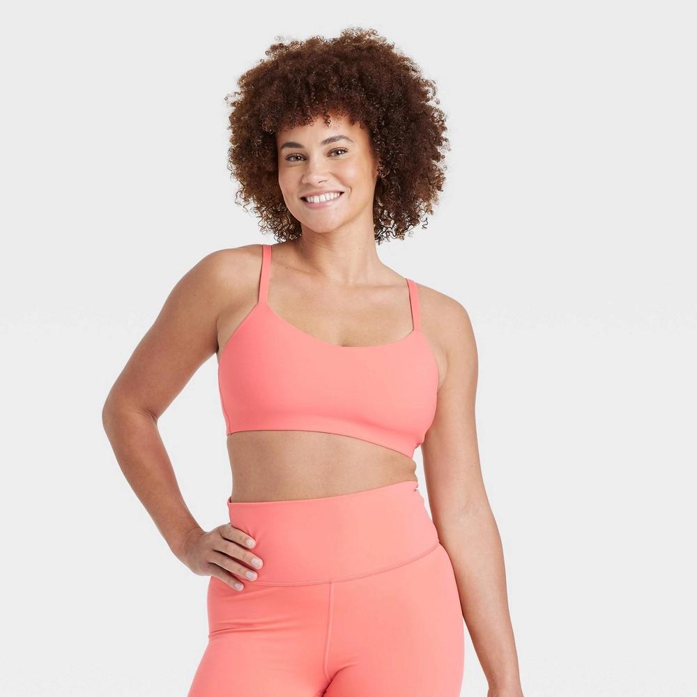 Womens Everyday Soft Light Support Strappy Sports Bra - All In Motion Coral Red XL: Moisture Wicking, Quick Drying Product Image