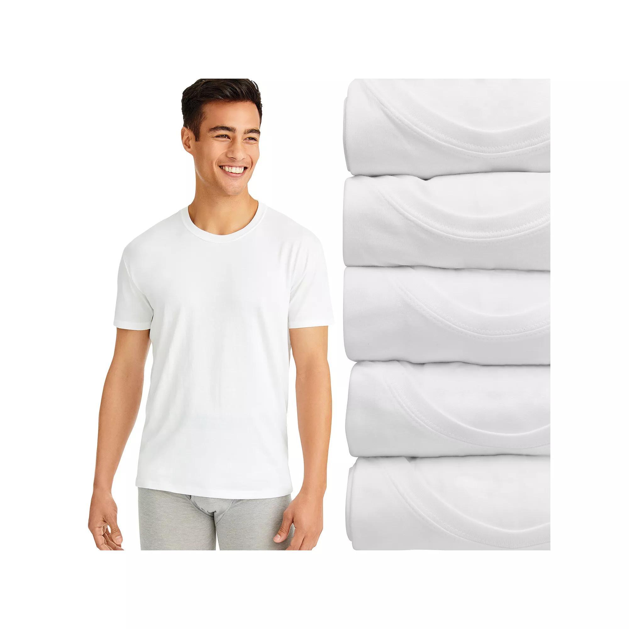 Men's Hanes Ultimate® 4 + 1 Bonus Comfort Fit Stretch Crewneck Tees, Size: Large, White Product Image