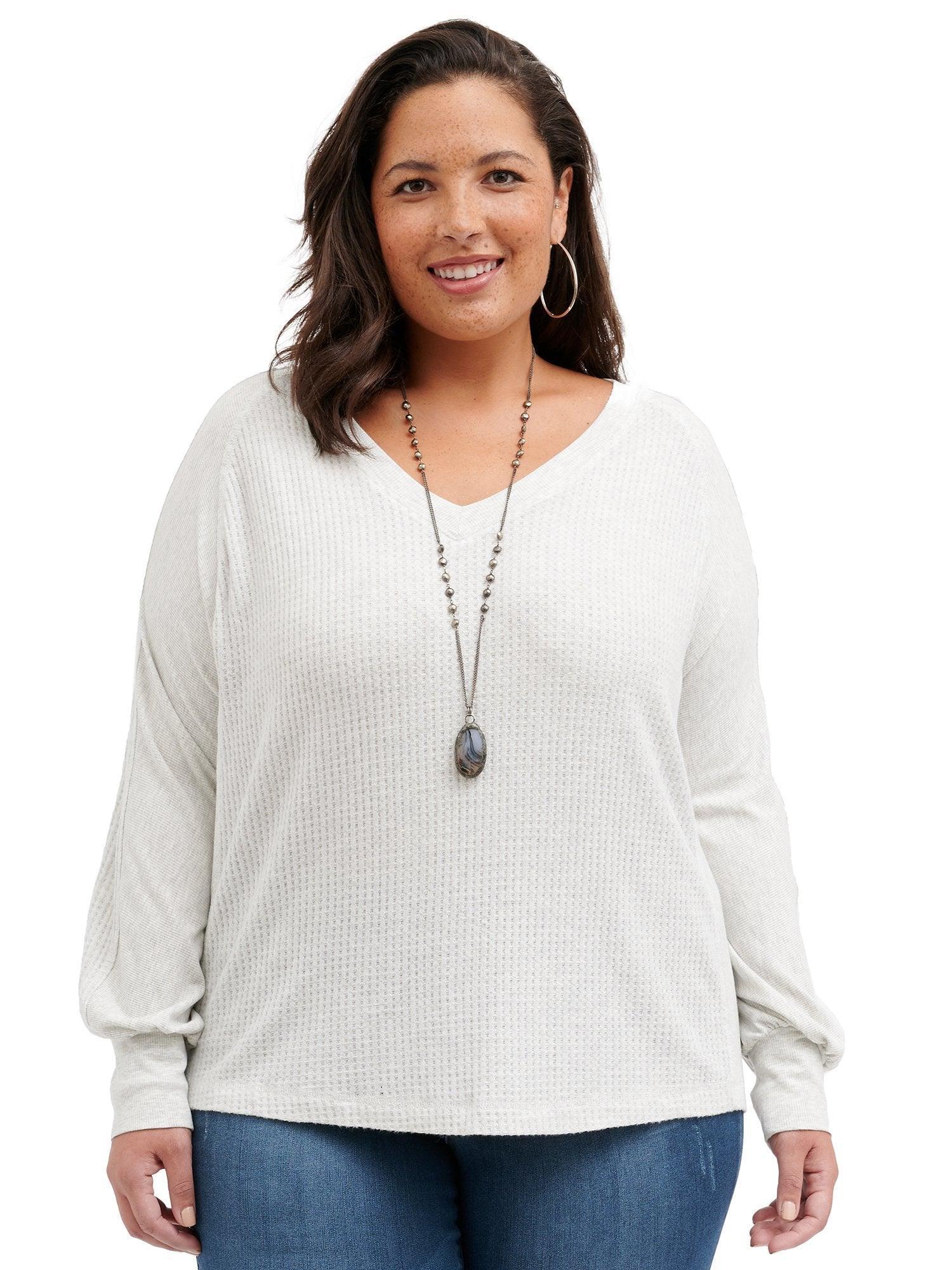 WNU36825E   Skylar Blouson Long Sleeve V Neck Thermal Top Product Image