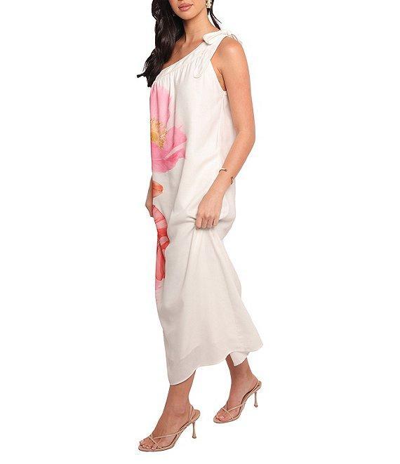 Petal & Pup Charlize Floral Motif One Shoulder Chamise Maxi Dress Product Image