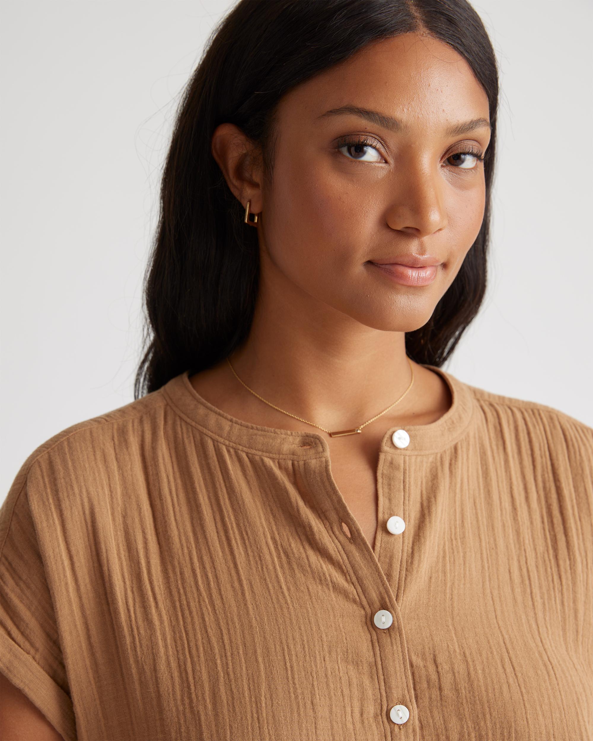 Quince | Women's Gauze Roll Sleeve Shirt Size XL, Organic Cotton Product Image
