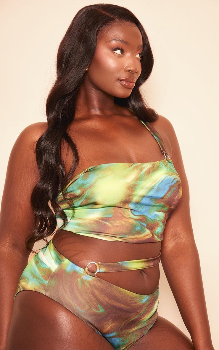Plus Green Printed O Ring Detail Bikini Bottoms Product Image