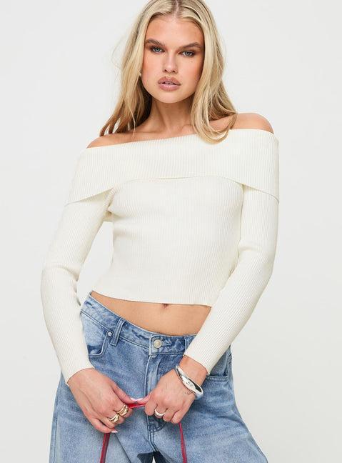 Infinity Off The Shoulder Top Cream Product Image