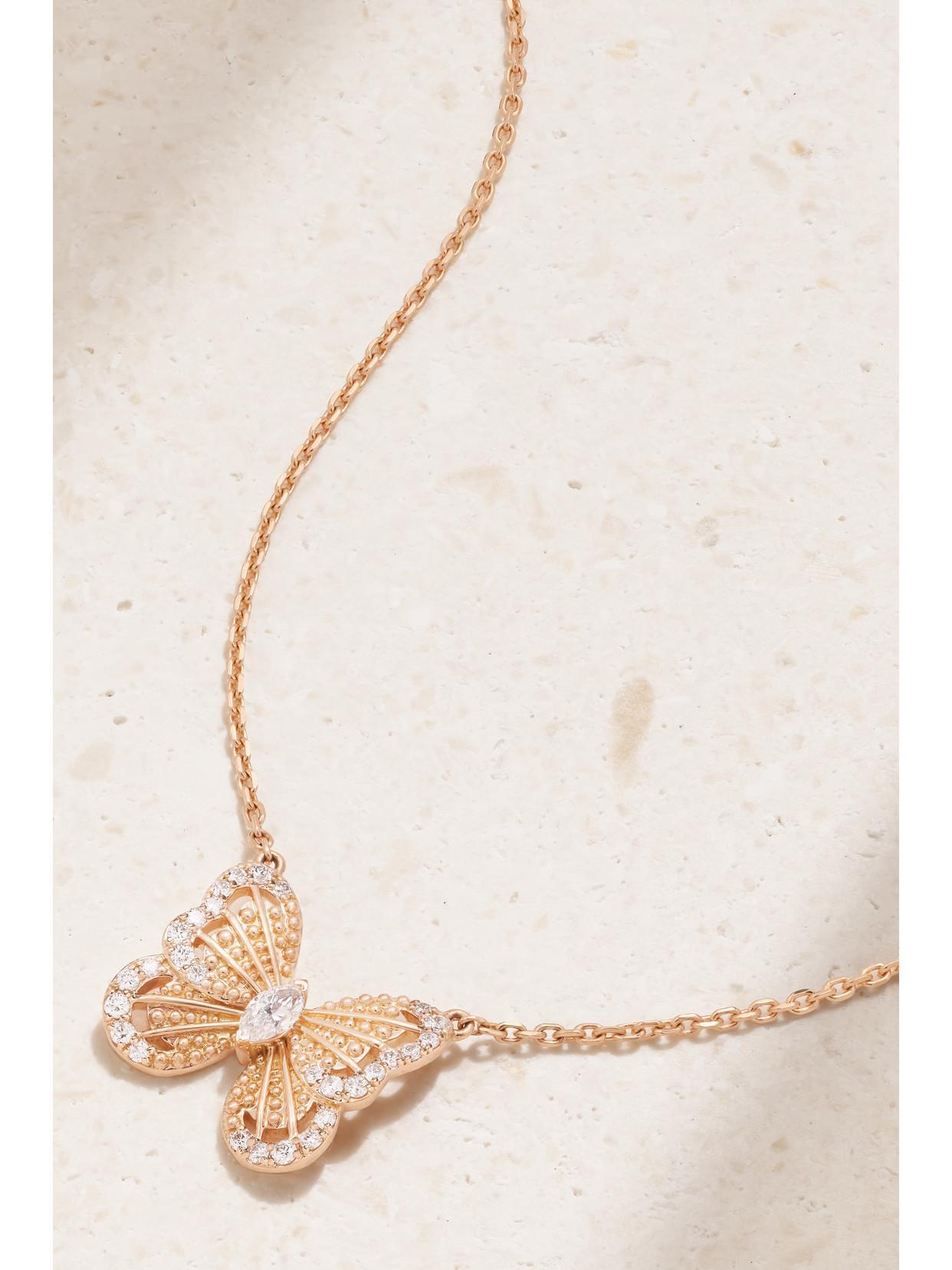 DE BEERS Portraits Of Nature Butterfly 18-karat Rose Gold Diamond Necklace Product Image