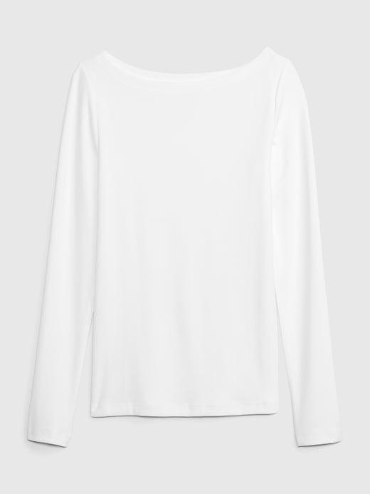 Linen-Blend Boatneck T-Shirt Product Image