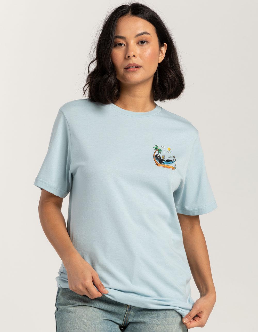 LAST CALL CO. Sunny Place For Shady People Womens Boyfriend Tee - LIGHT BLUE Product Image