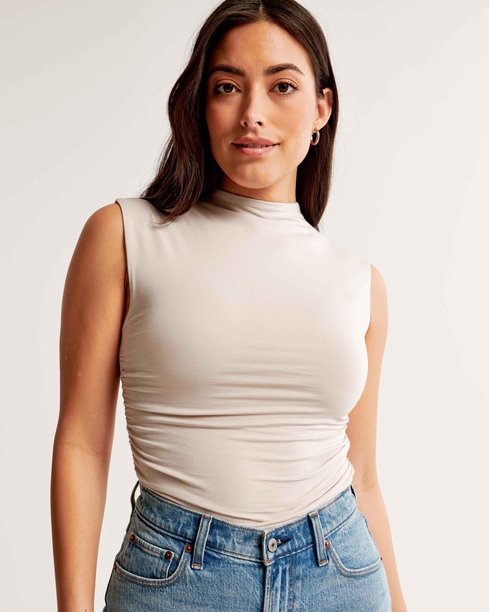 Long-Sleeve Grown-On Mockneck Top Product Image