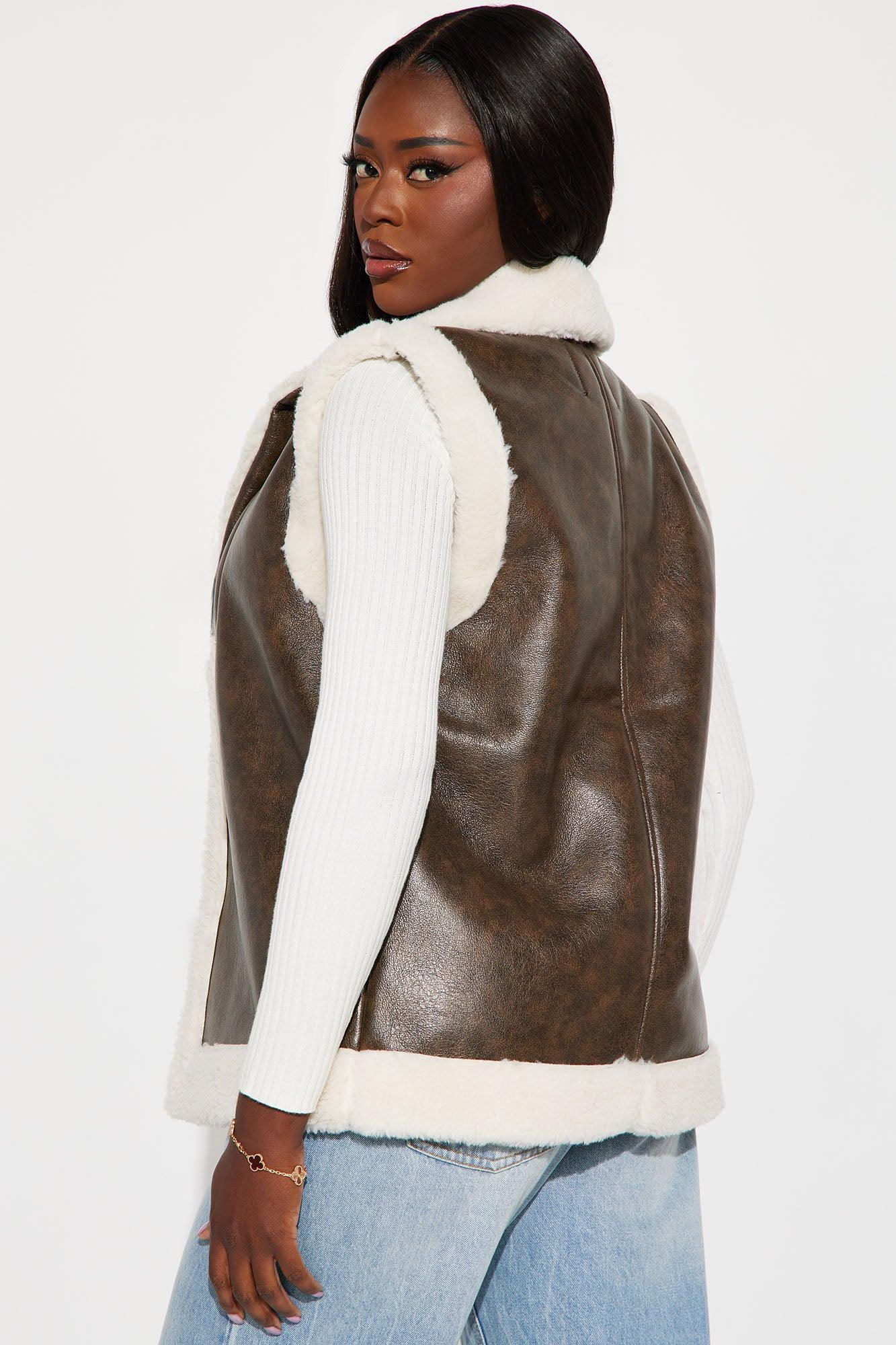 Ericka Shearling Vest - Brown Product Image