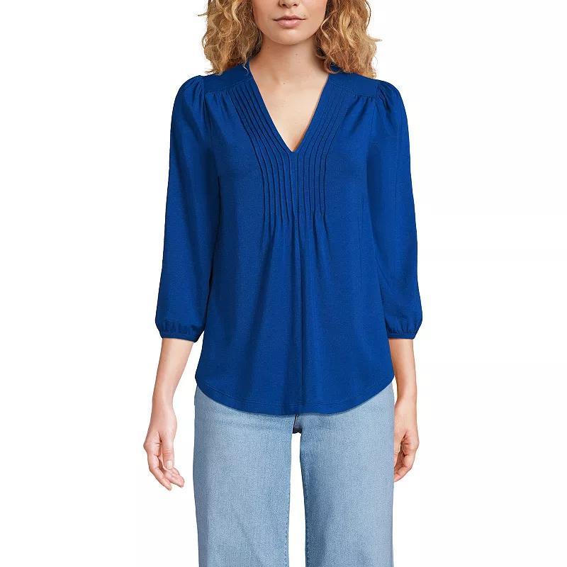 Women's Lands End Lightweight Jersey Pintuck Top, Size: Medium, Black Product Image