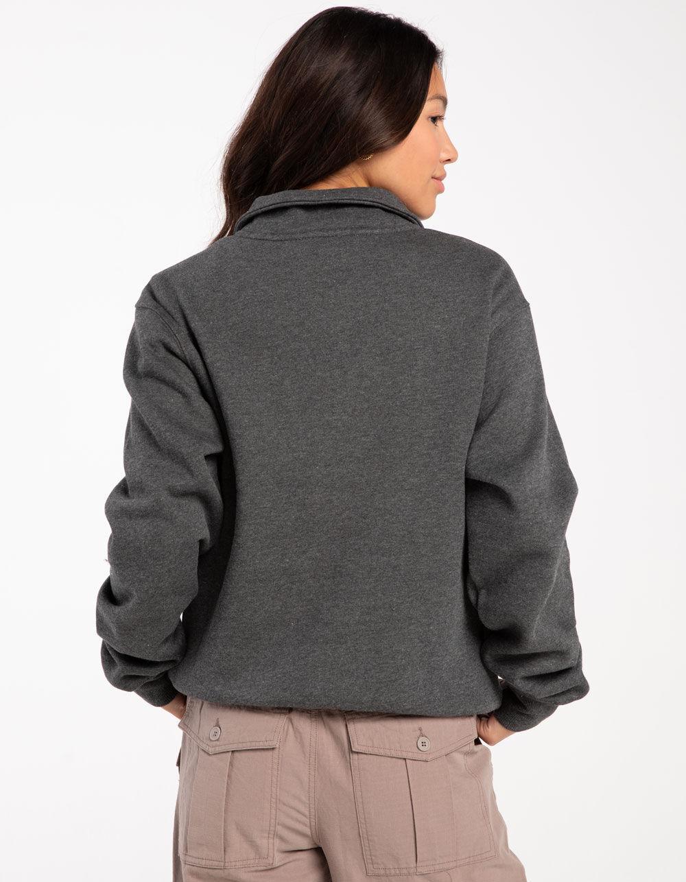 TILLYS Quarter Zip Womens Sweatshirt - CHARCOAL Product Image