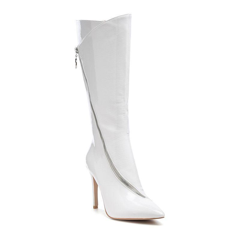 Rag & Co Tsaroh Women's Heeled Knee-High Boots, Size: 8, White Product Image