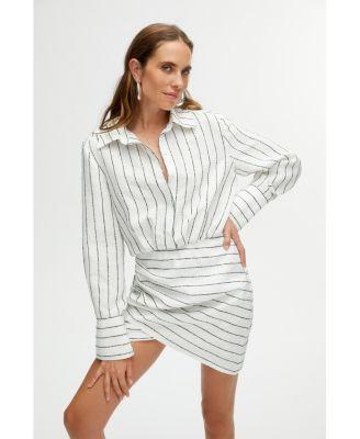 Nocturne Womens Striped Shirt Dress Product Image