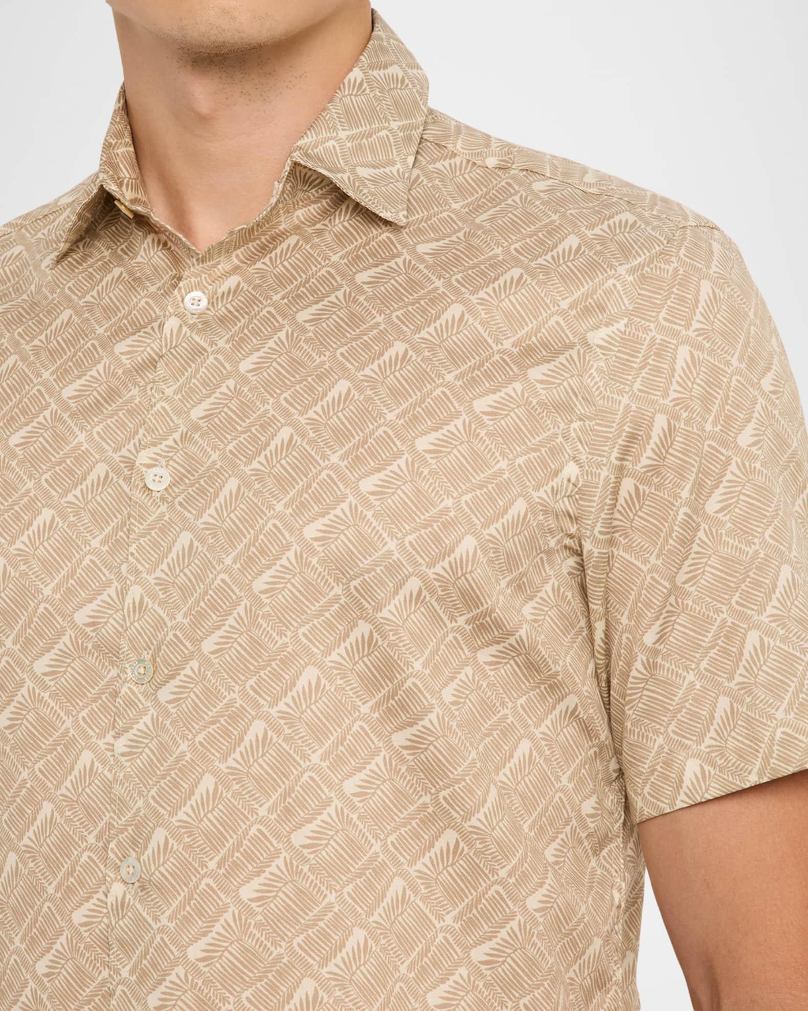 Men's Foliage-Print Cotton Short-Sleeve Shirt Product Image