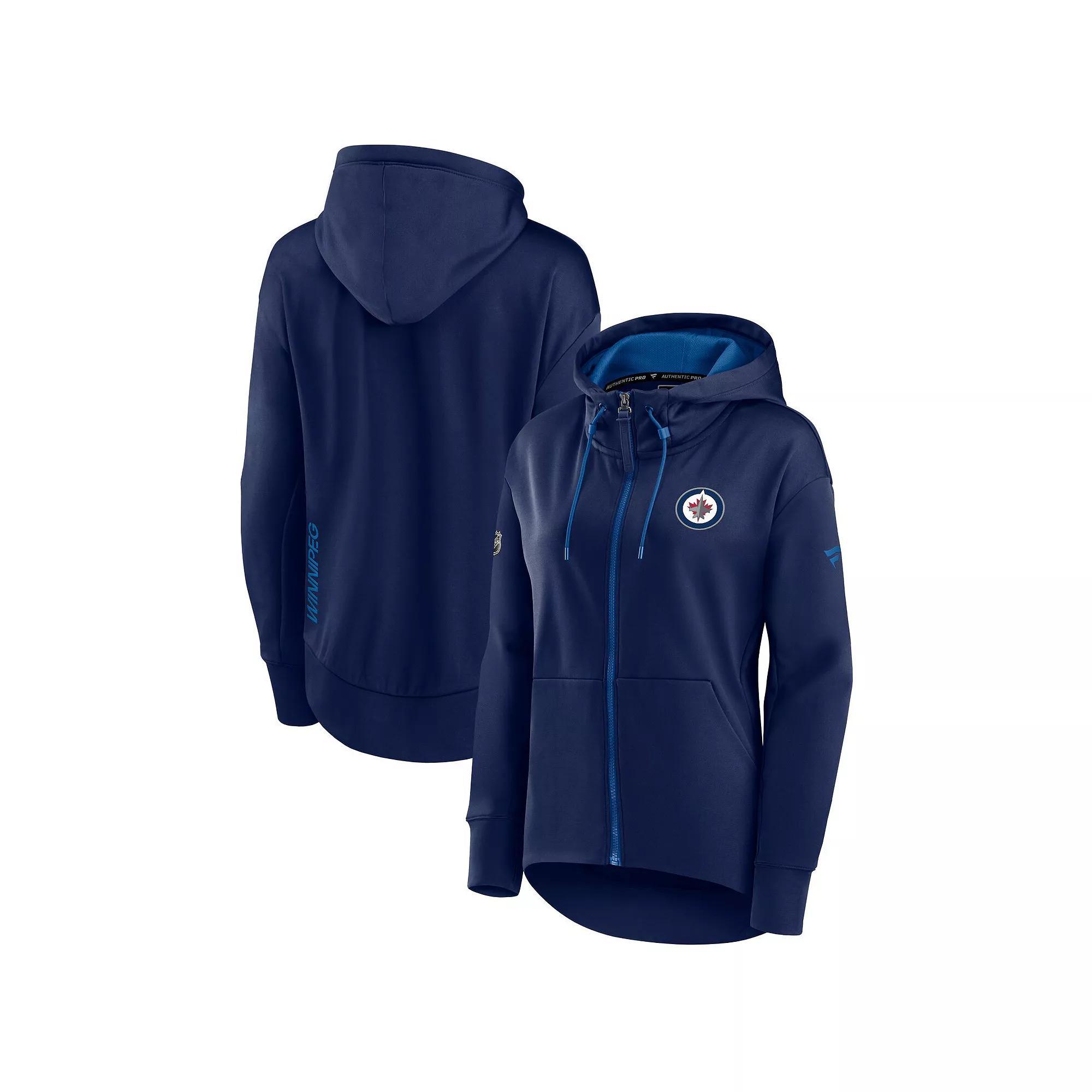 Women's Fanatics Navy Winnipeg Jets Authentic Pro Rink Full-Zip Hoodie, Size: Medium, Jts Blue Product Image