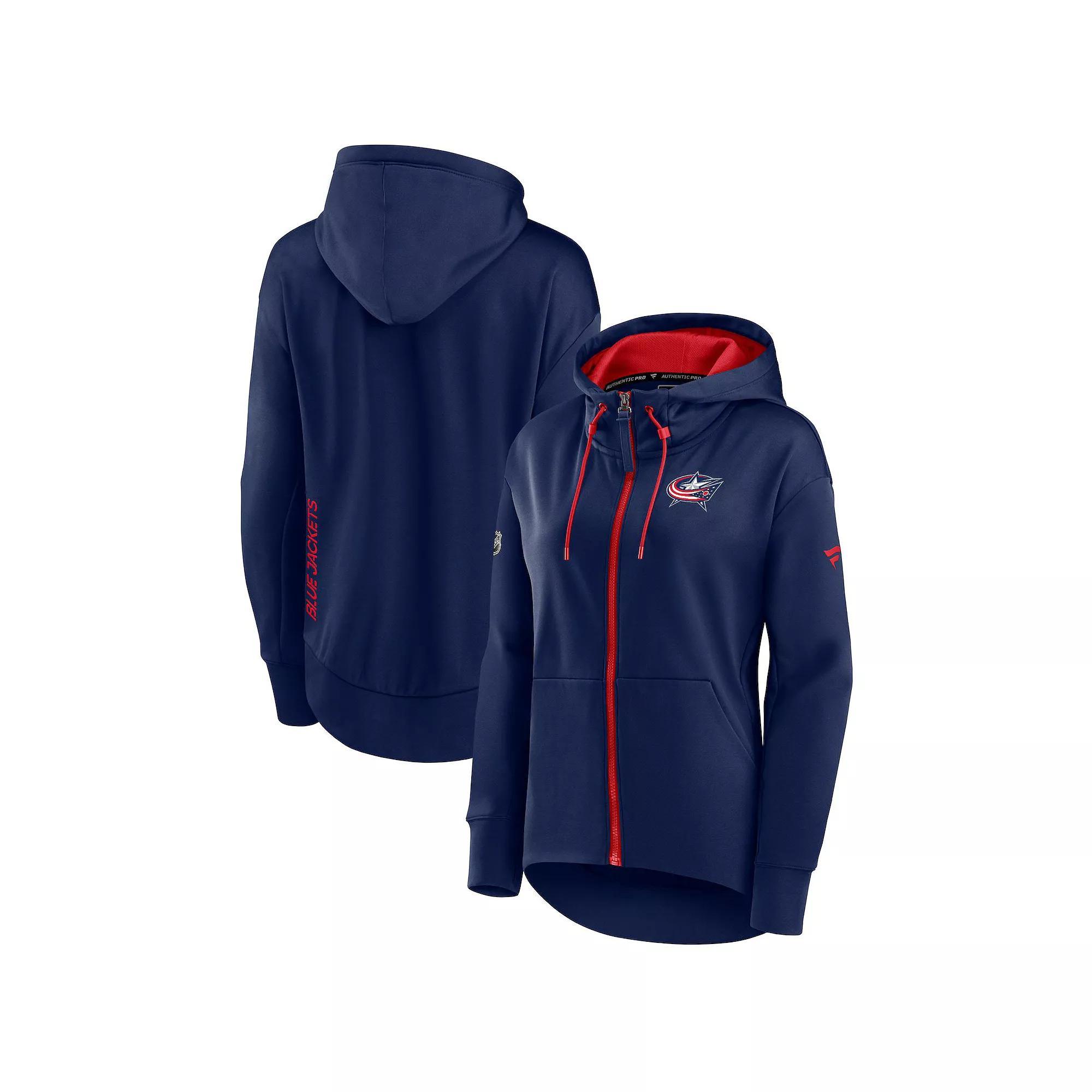 Women's Fanatics Branded Navy Washington Capitals Authentic Pro Rink Full-Zip Hoodie, Size: Large, Blue Product Image