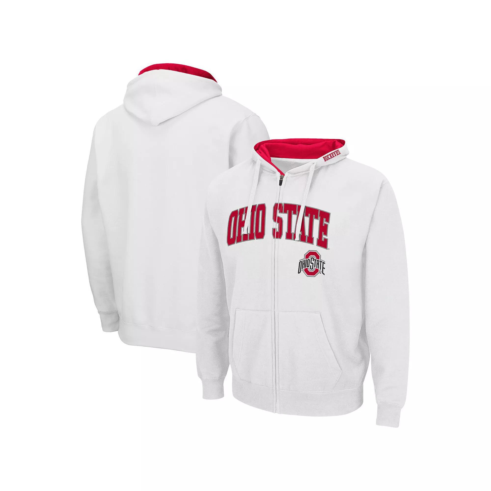 Men's Colosseum White Ohio State Buckeyes Arch & Logo 3.0 Full-Zip Hoodie, Size: XL Product Image