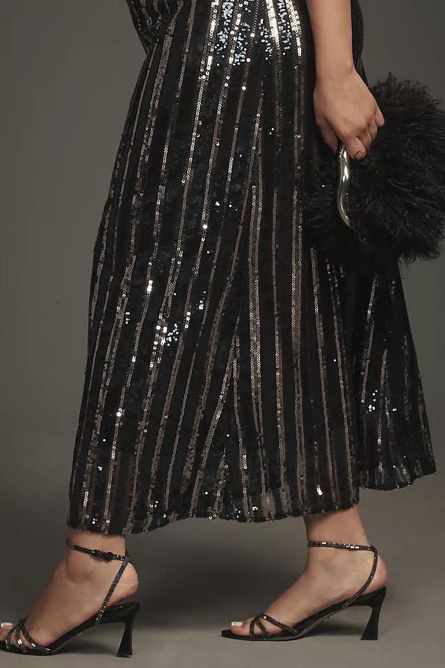 Maeve Sleeveless Sequin Stripe Midi Dress Product Image