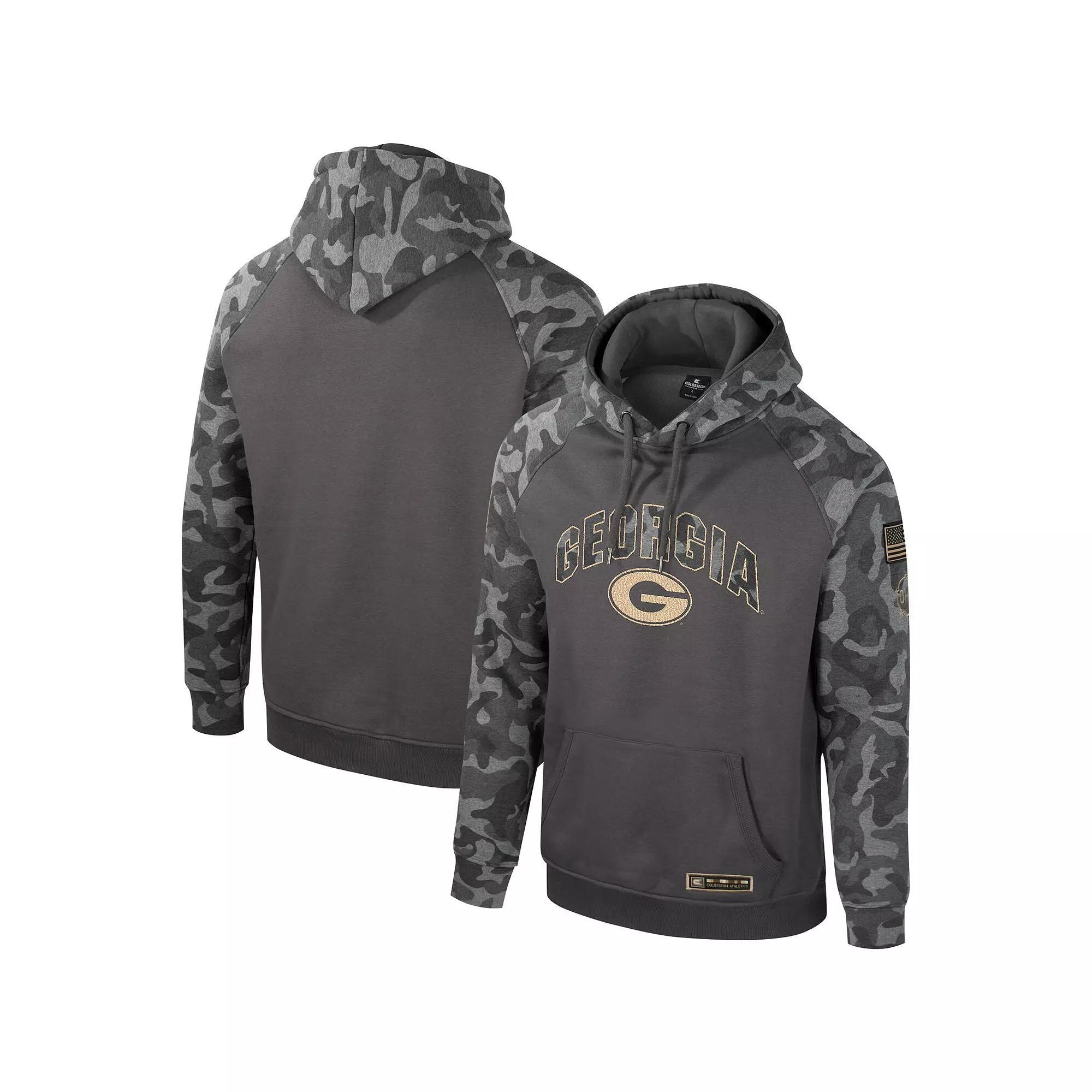 Mens Colosseum Charcoal Michigan State Spartans OHT Military Appreciation Camo Raglan Pullover Hoodie Product Image