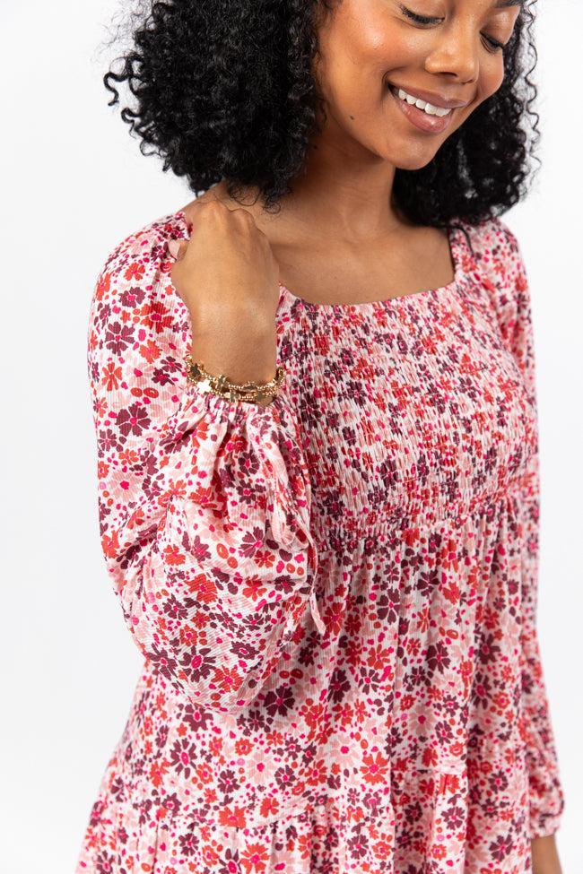 All About You Multi Smocked Knit Floral Dress FINAL SALE Product Image