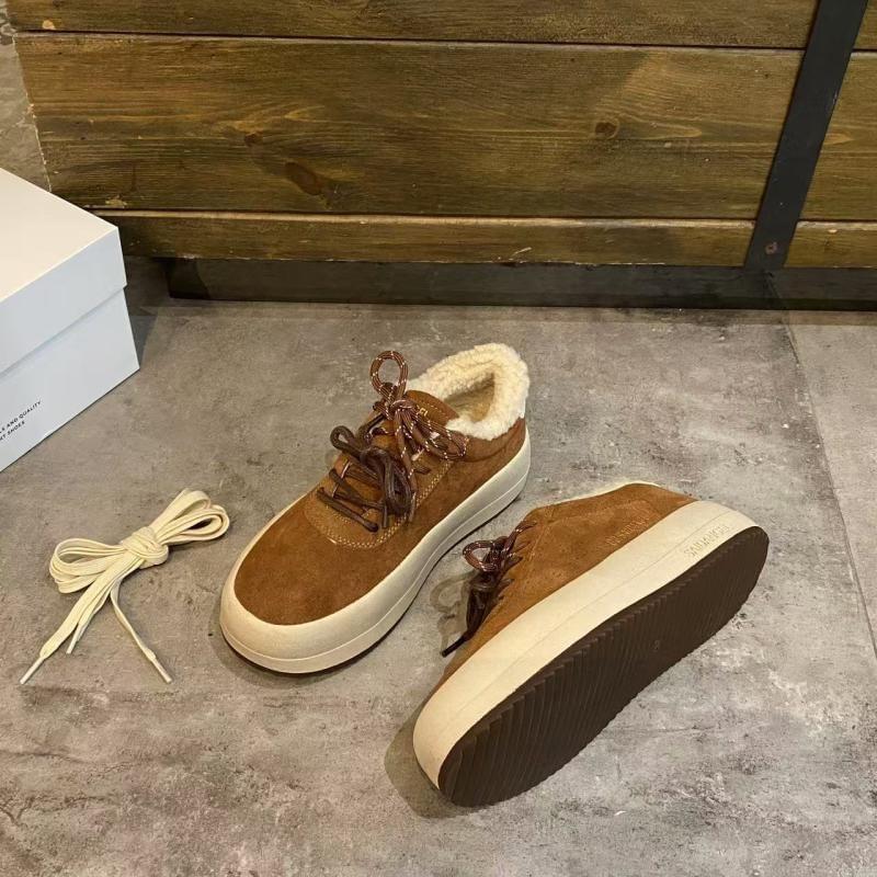 Lace-Up Fleece-Lined Platform Sneakers Product Image