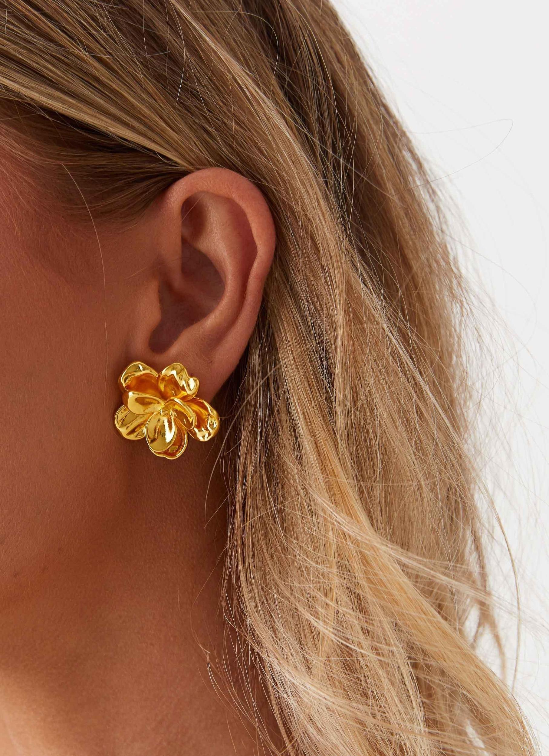 Bold Rosette Earrings - Gold Product Image