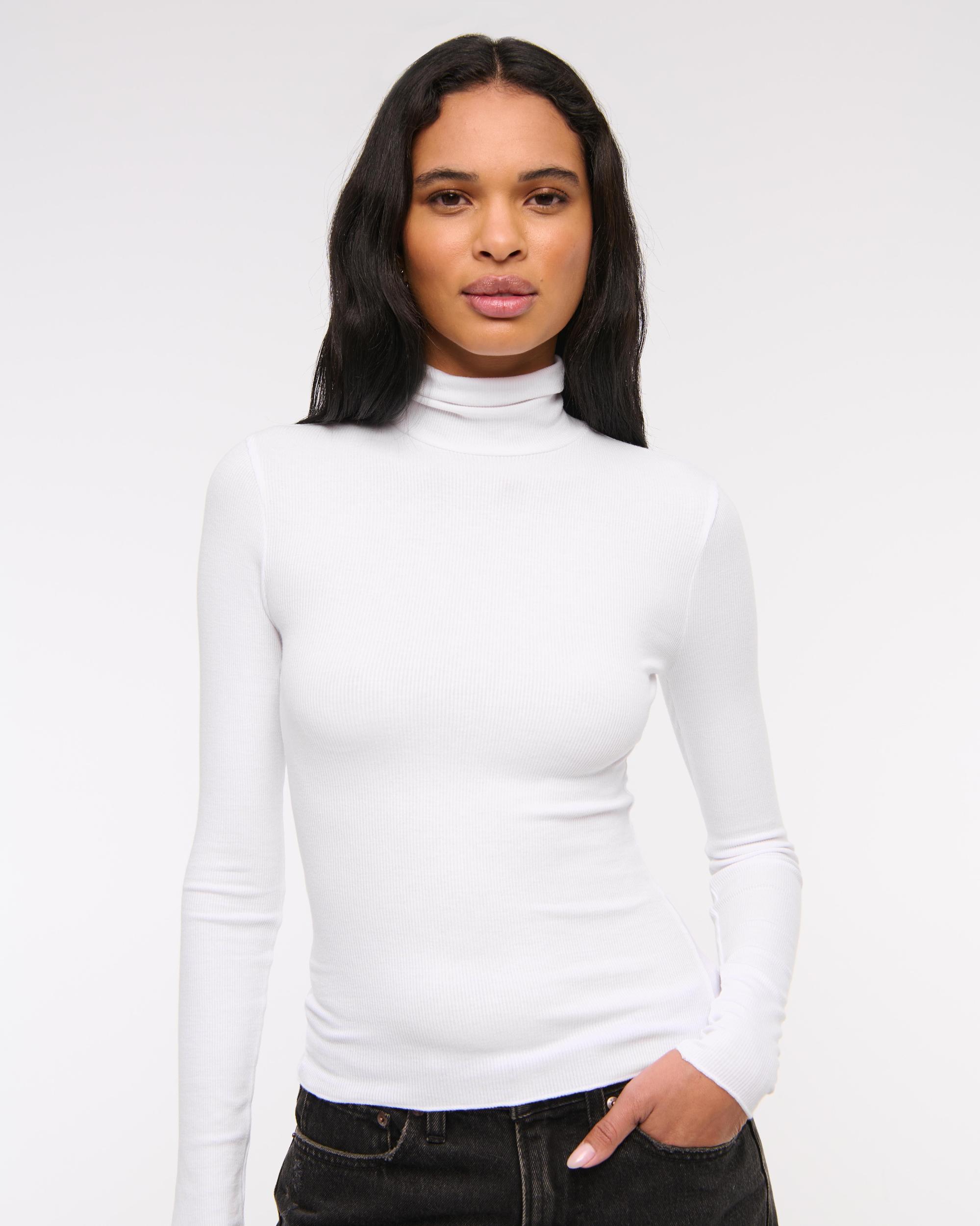 Long-Sleeve Featherweight Rib Tuckable Mockneck Top Product Image