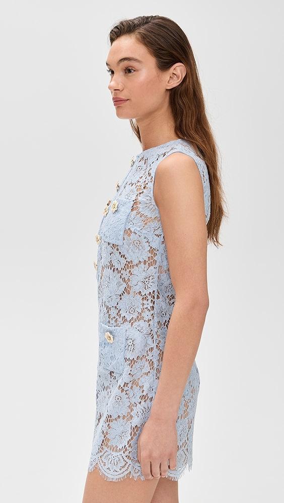 Self Portrait Blue Fine Lace Mini Dress | Shopbop Product Image