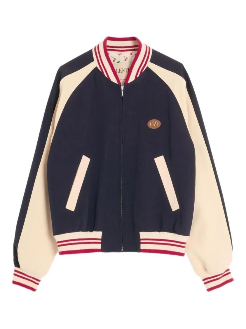 VALENTINO La Chat De La Maison Wool Bomber Jacket In Black Product Image