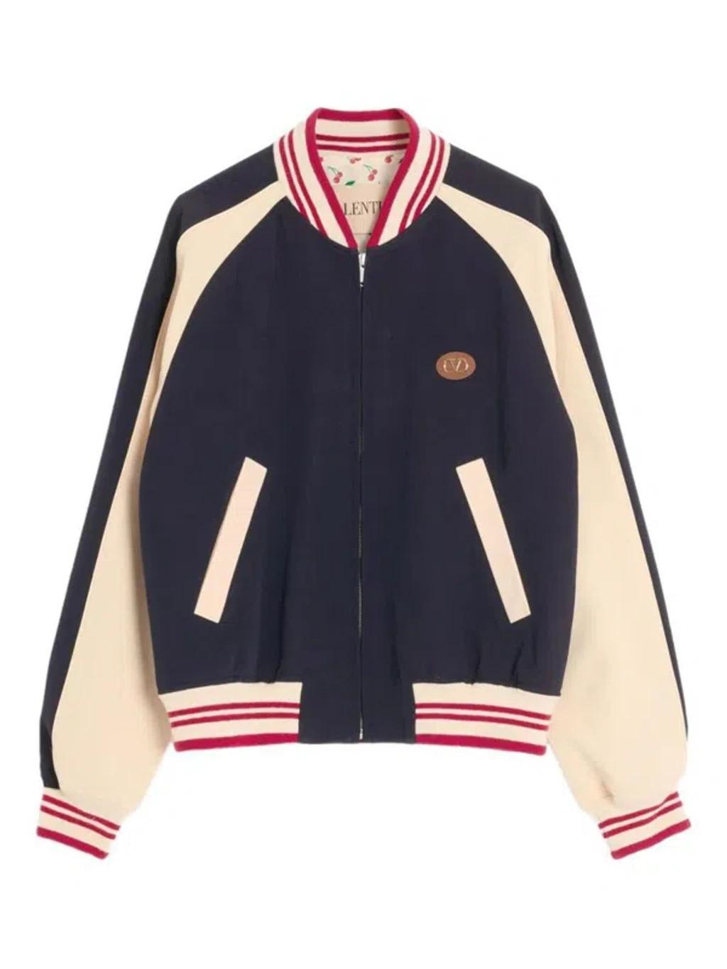 VALENTINO La Chat De La Maison Wool Bomber Jacket In Black Product Image
