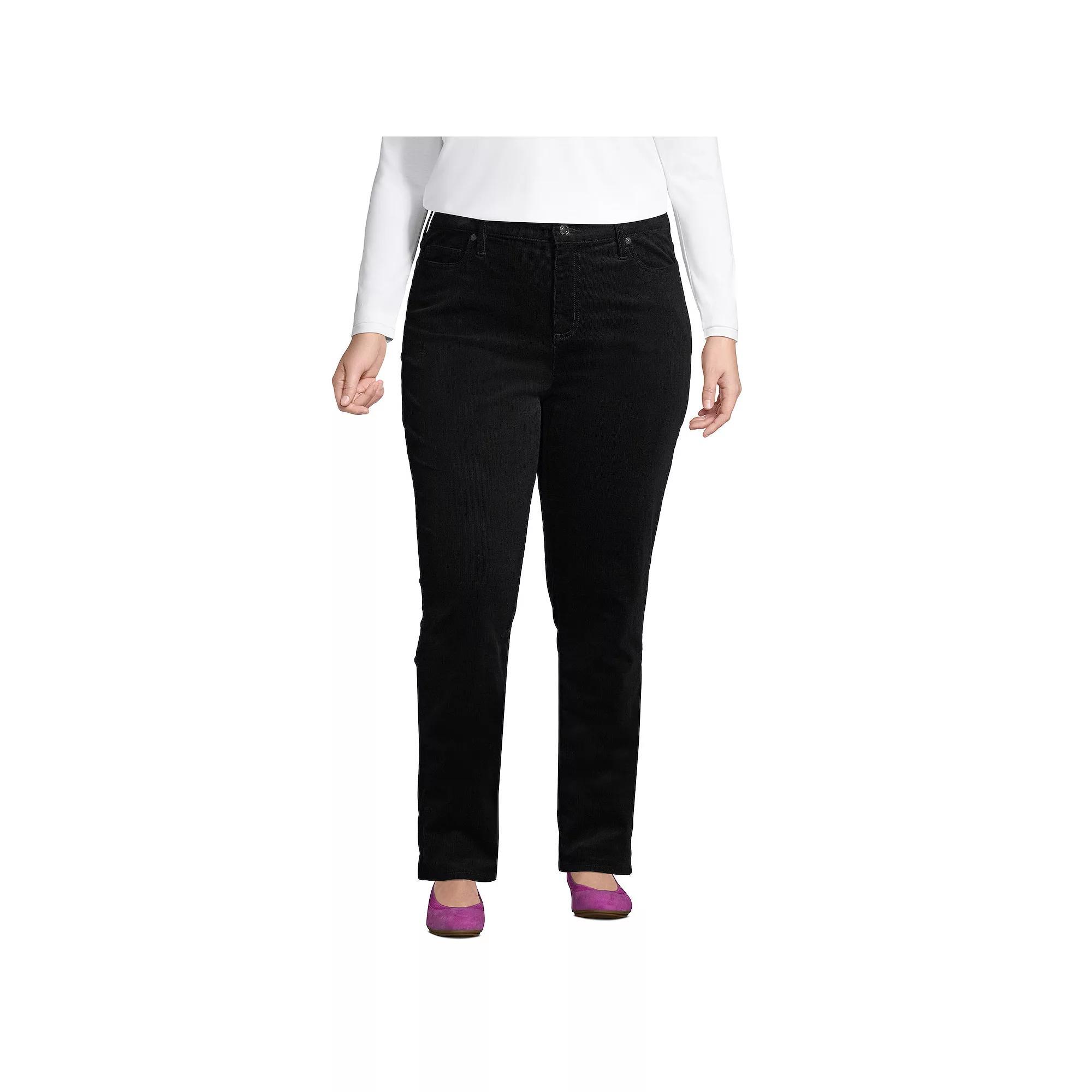 Plus Size Lands' End Midrise Straight-Leg Corduroy Pants, Women's, Size: 16WX30, Black Product Image