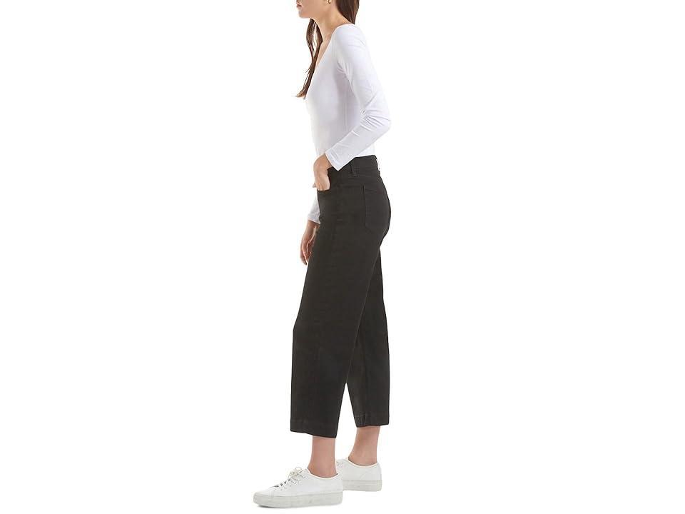JEN7 Cropped Wide Leg with Trousers Hem Black) Women's Jeans Product Image